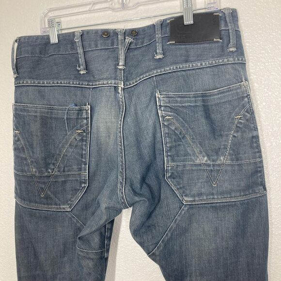 G-Star RAW Jeans Mens 32x32 Blue 3D Articulated Knee Button Fly Tapered - Picture 13 of 15
